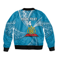 Personalised Tonga Lavengamalie College Sleeve Zip Bomber Jacket Tongan Ngatu Pattern LT14 - Polynesian Pride