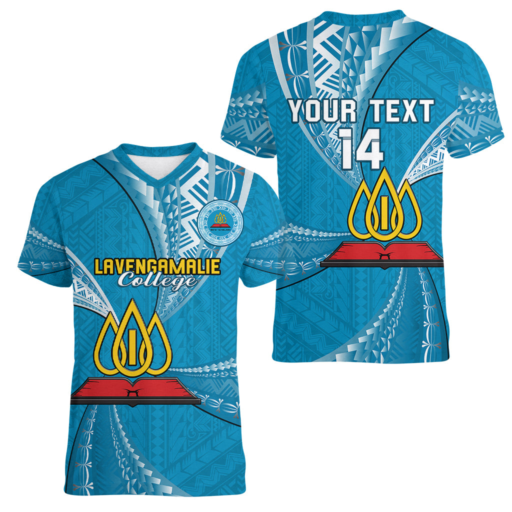 Personalised Tonga Lavengamalie College Women V Neck T Shirt Tongan Ngatu Pattern LT14 - Polynesian Pride