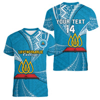 Personalised Tonga Lavengamalie College Women V Neck T Shirt Tongan Ngatu Pattern LT14 - Polynesian Pride