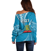 Personalised Tonga Lavengamalie College Off Shoulder Sweater Class Of Year Tongan Ngatu Pattern LT14 - Polynesian Pride