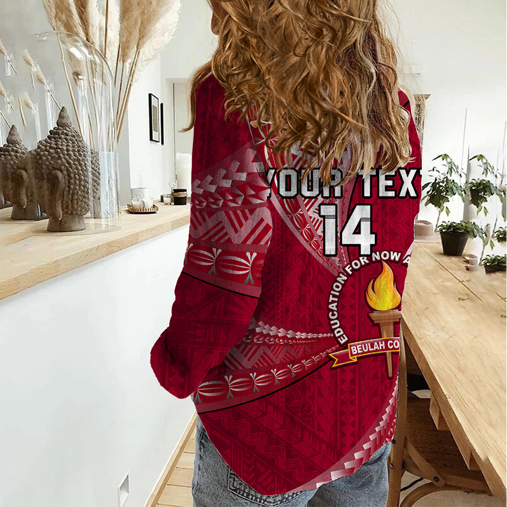 Personalised Tonga Beulah College Women Casual Shirt Tongan Ngatu Pattern LT14 - Polynesian Pride
