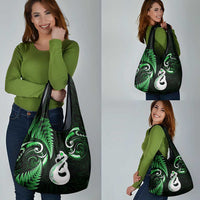 Green New Zealand Grocery Bag Aotearoa Silver Fern With Manaia Maori