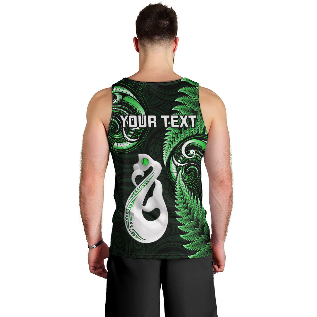 Personalised New Zealand Men Tank Top Aotearoa Silver Fern With Manaia Maori Unique Green LT14 - Polynesian Pride