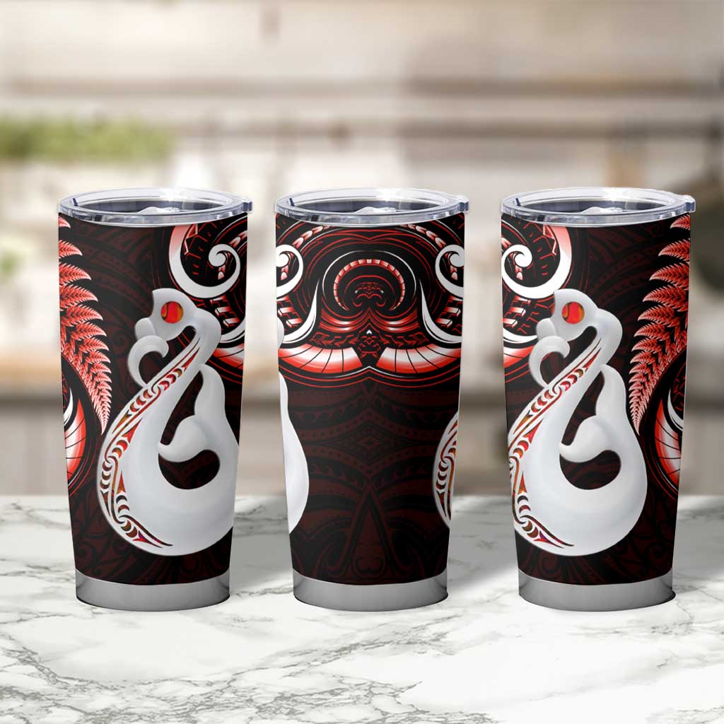 New Zealand Tumbler Cup Aotearoa Silver Fern With Manaia Maori Unique Red