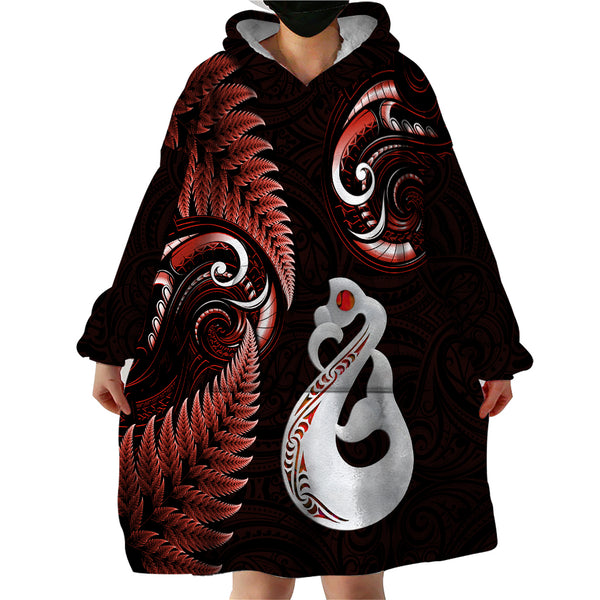 Personalised New Zealand Wearable Blanket Hoodie Aotearoa Silver Fern ...