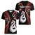 Personalised New Zealand Women V Neck T Shirt Aotearoa Silver Fern With Manaia Maori Unique Red LT14 - Polynesian Pride