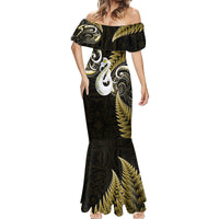 Personalised New Zealand Mermaid Dress Aotearoa Silver Fern With Manaia Maori Unique Gold LT14 - Polynesian Pride
