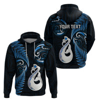 Custom New Zealand Hoodie Aotearoa Silver Fern With Manaia Maori Unique Blue LT14 - Polynesian Pride