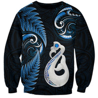 Personalised New Zealand Sweatshirt Aotearoa Silver Fern With Manaia Maori Unique Blue LT14 Unisex Blue - Polynesian Pride