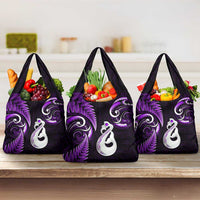 Purple New Zealand Grocery Bag Aotearoa Silver Fern With Manaia Maori