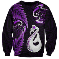 Personalised New Zealand Sweatshirt Aotearoa Silver Fern With Manaia Maori Unique Purple LT14 Unisex Purple - Polynesian Pride