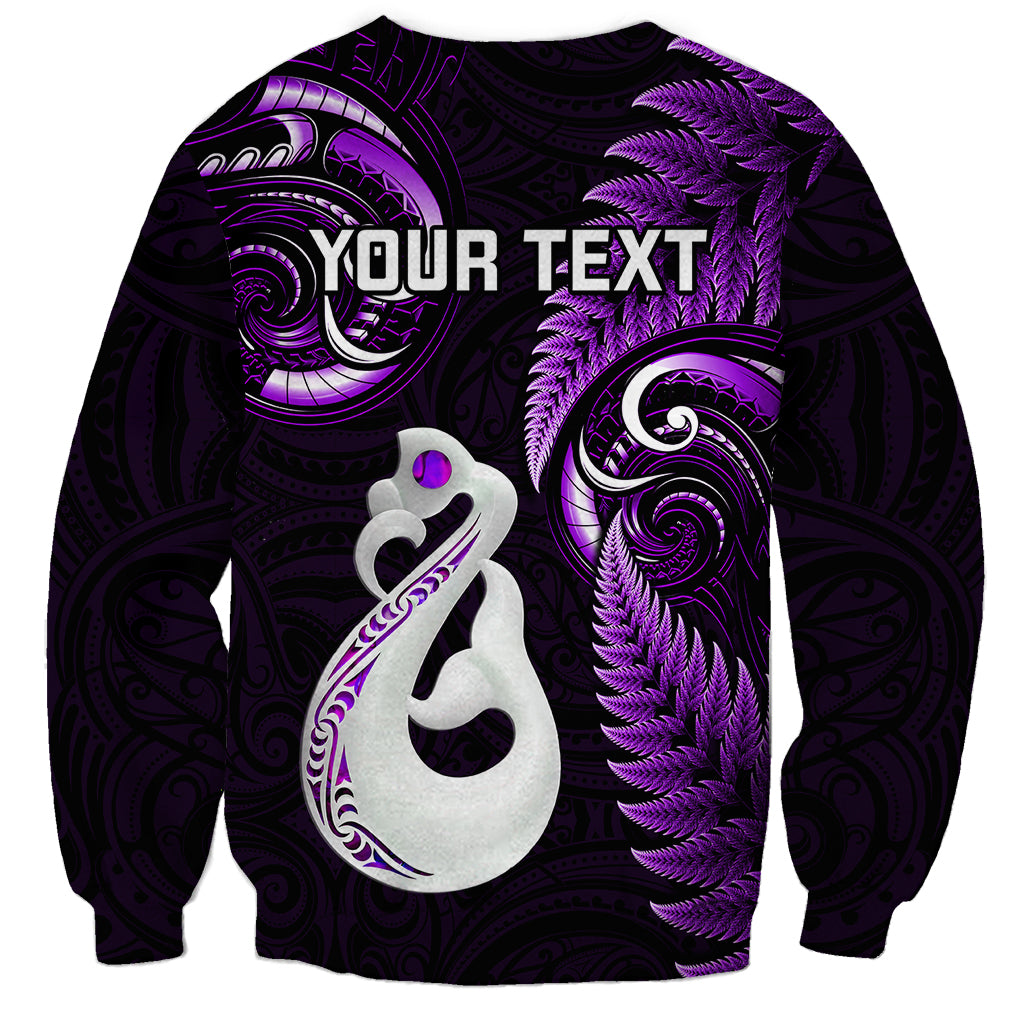 Personalised New Zealand Sweatshirt Aotearoa Silver Fern With Manaia Maori Unique Purple LT14 - Polynesian Pride