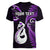 Personalised New Zealand Women V Neck T Shirt Aotearoa Silver Fern With Manaia Maori Unique Purple LT14 - Polynesian Pride