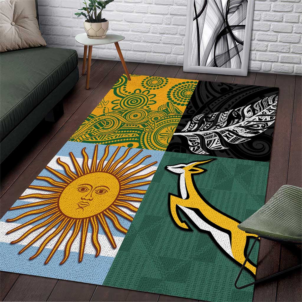 Rugby 2025 Championship Area Rug Combination of Southern Hemisphere Countries - Polynesian Pride