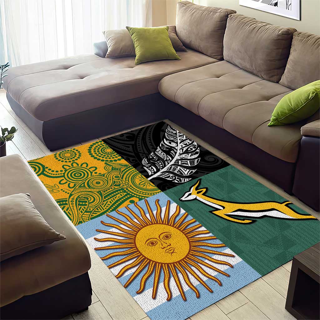 Rugby 2025 Championship Area Rug Combination of Southern Hemisphere Countries - Polynesian Pride