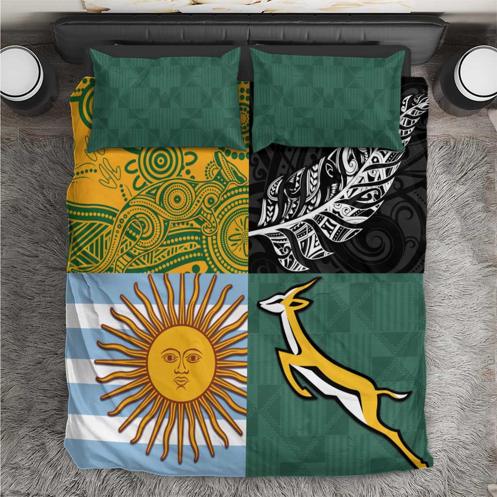 Rugby 2025 Championship Bedding Set Combination of Southern Hemisphere Countries LT14 Black - Polynesian Pride
