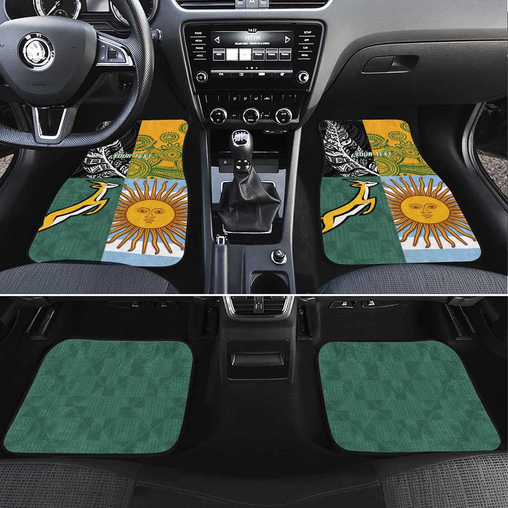 Rugby 2025 Championship Car Mats Combination of Southern Hemisphere Countries LT14 Set 4pcs Black - Polynesian Pride