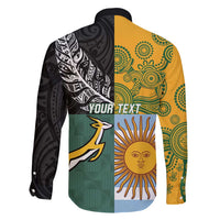 Personalised Rugby 2025 Championship Family Matching Long Sleeve Bodycon Dress and Hawaiian Shirt Combination of Southern Hemisphere Countries - Polynesian Pride