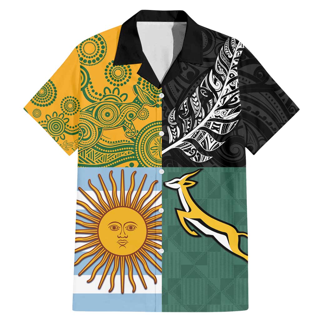 Personalised Rugby 2025 Championship Family Matching Mermaid Dress and Hawaiian Shirt Combination of Southern Hemisphere Countries - Polynesian Pride