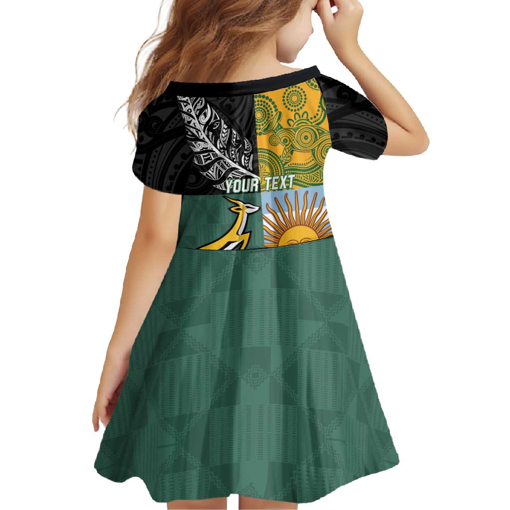 Personalised Rugby 2025 Championship Family Matching Off Shoulder Maxi Dress and Hawaiian Shirt Combination of Southern Hemisphere Countries - Polynesian Pride