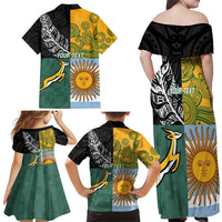 Personalised Rugby 2025 Championship Family Matching Off Shoulder Maxi Dress and Hawaiian Shirt Combination of Southern Hemisphere Countries - Polynesian Pride