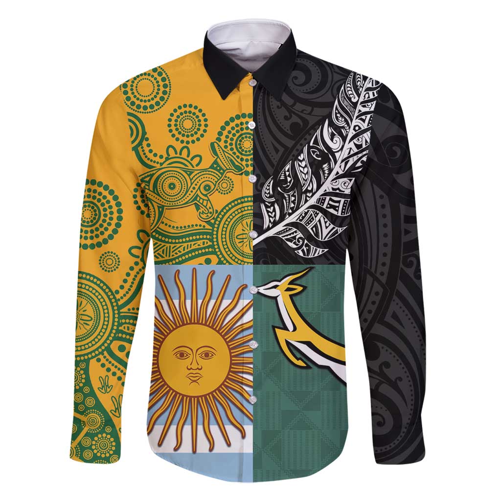 Personalised Rugby 2025 Championship Family Matching Tank Maxi Dress and Hawaiian Shirt Combination of Southern Hemisphere Countries - Polynesian Pride