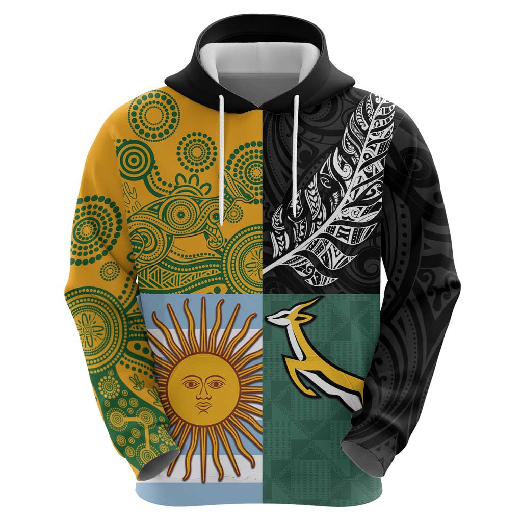 Personalised Rugby 2025 Championship Hoodie Combination of Southern Hemisphere Countries - Polynesian Pride