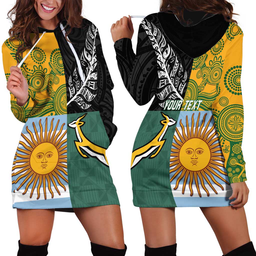Personalised Rugby 2025 Championship Hoodie Dress Combination of Southern Hemisphere Countries - Polynesian Pride