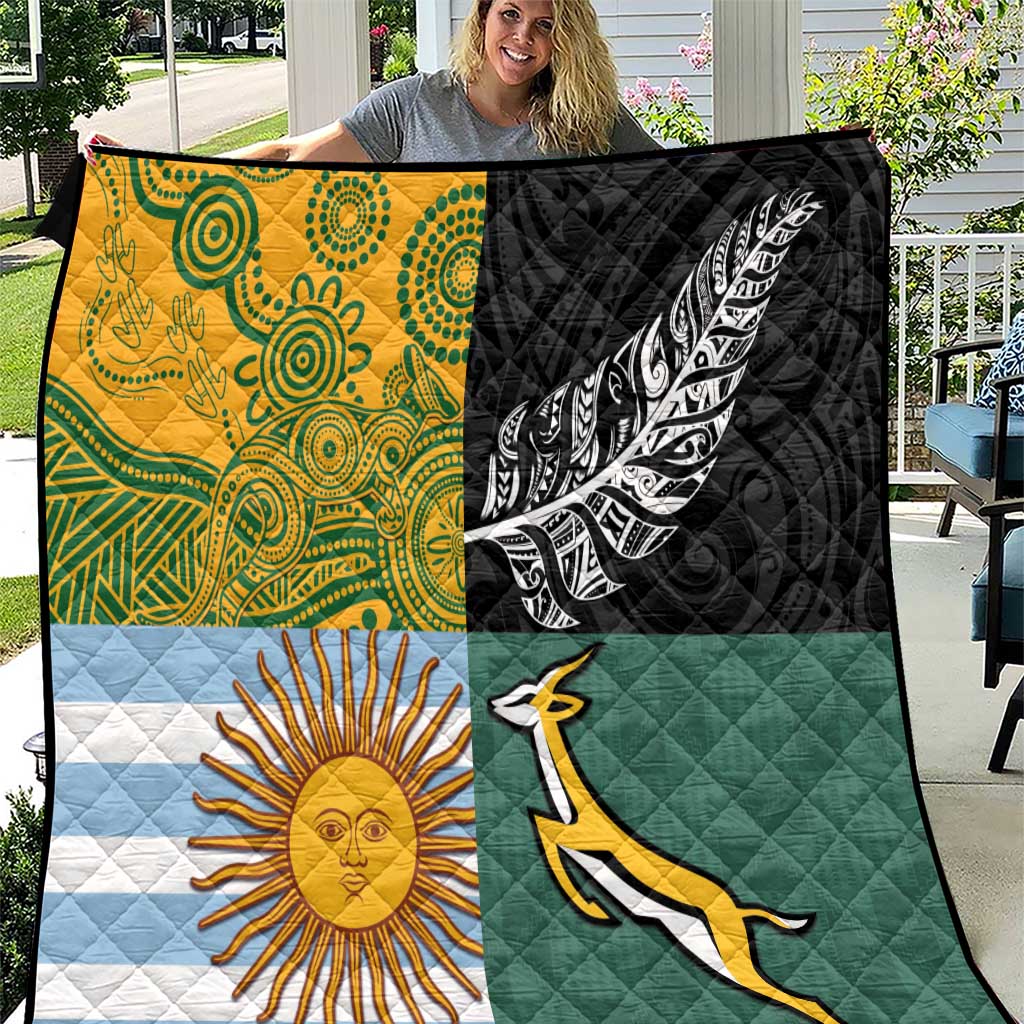 Rugby 2025 Championship Quilt Combination of Southern Hemisphere Countries LT14 Black - Polynesian Pride