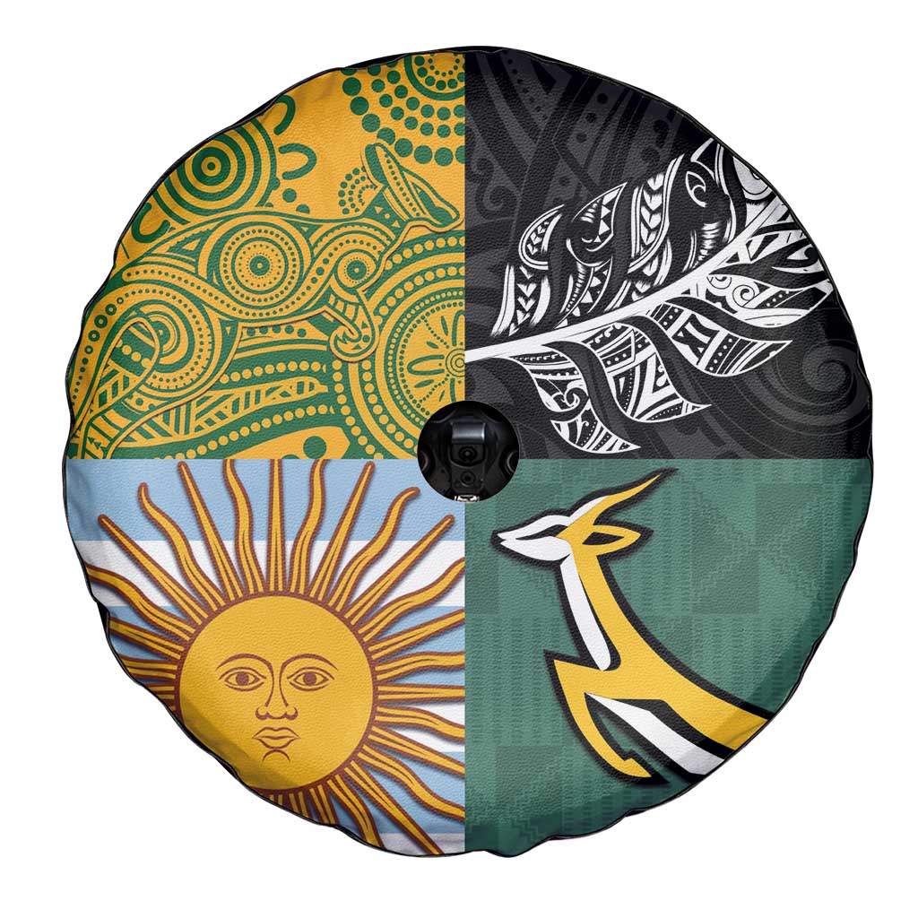 Rugby 2025 Championship Spare Tire Cover Combination of Southern Hemisphere Countries - Polynesian Pride