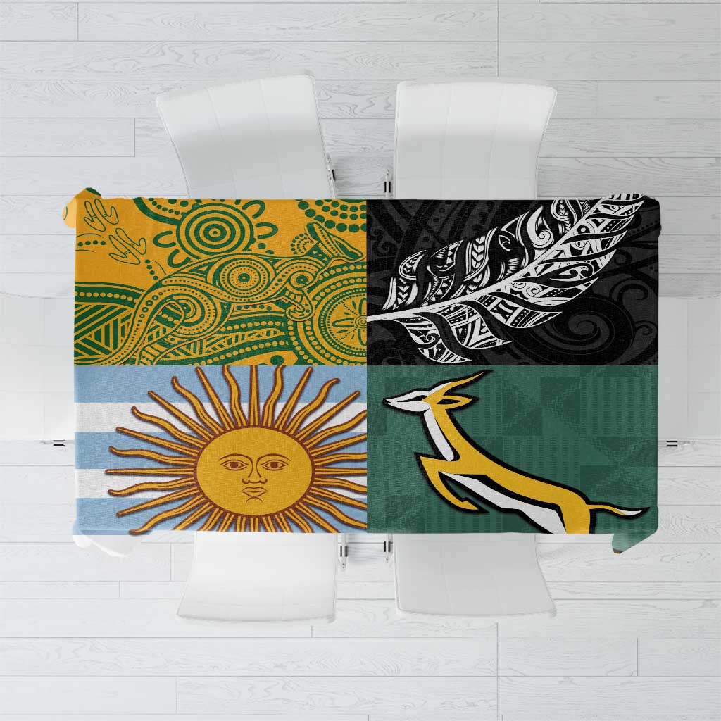 Rugby 2025 Championship Tablecloth Combination of Southern Hemisphere Countries LT14 Black - Polynesian Pride