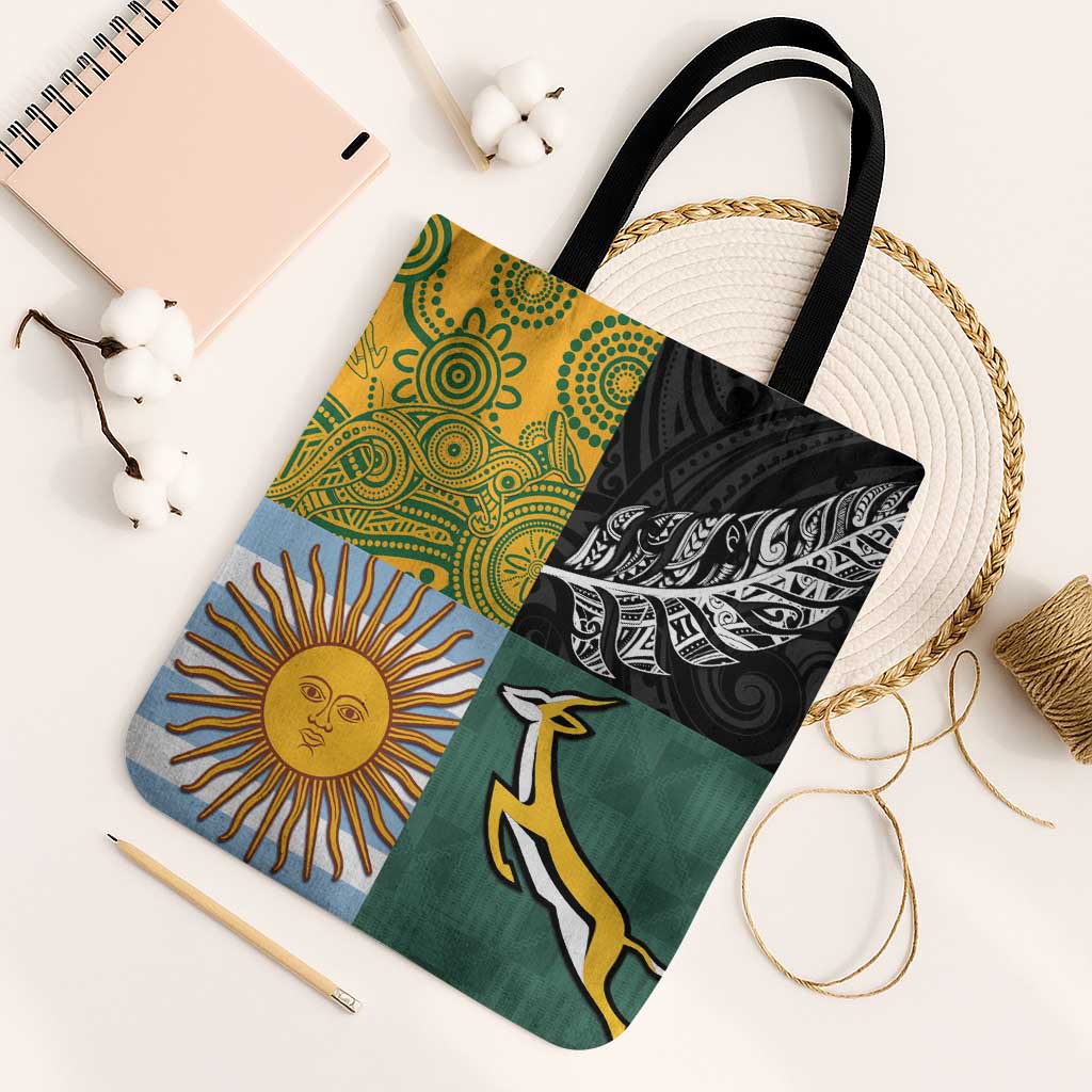 Rugby 2025 Championship Tote Bag Combination of Southern Hemisphere Countries LT14 Black Strap One Size Black - Polynesian Pride