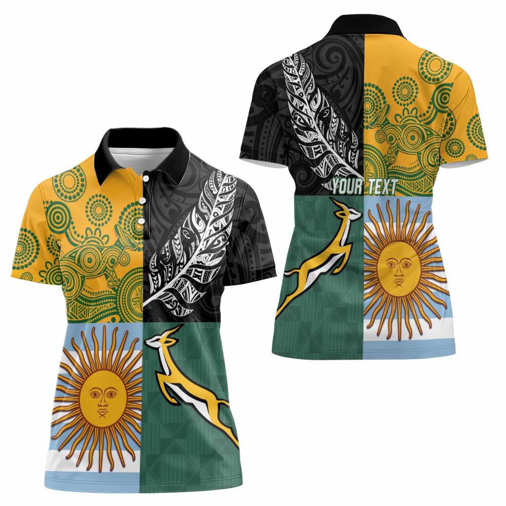 Personalised Rugby 2025 Championship Women Polo Shirt Combination of Southern Hemisphere Countries - Polynesian Pride
