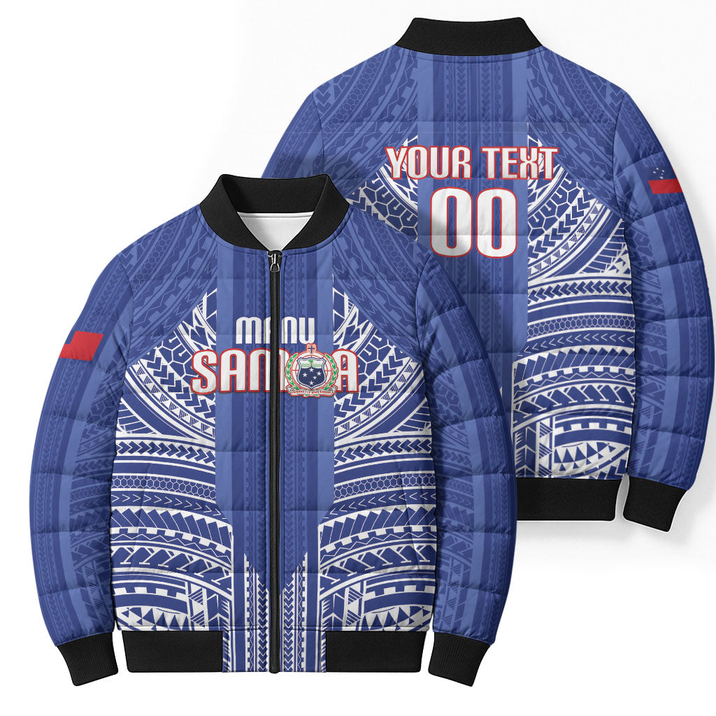 Custom Manu Samoa Rugby 2026 Bomber Puffer Jacket Samoan Pattern