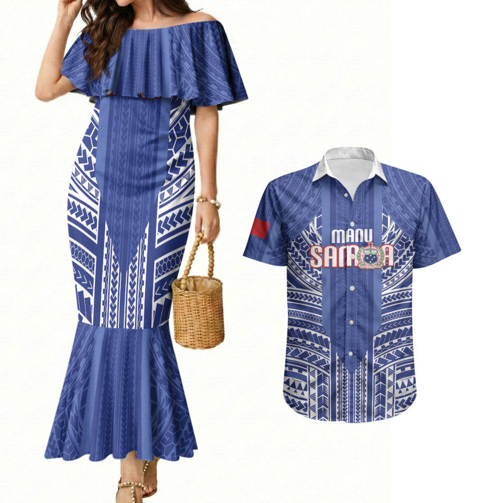 Custom Manu Samoa Rugby 2026 Couples Matching Mermaid Dress and Hawaiian Shirt Samoan Pattern