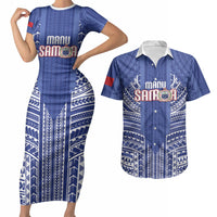 Custom Manu Samoa Rugby 2026 Couples Matching Short Sleeve Bodycon Dress and Hawaiian Shirt Samoan Pattern