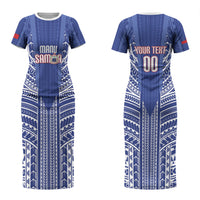 Custom Manu Samoa Rugby 2026 Couples Matching Short Sleeve Bodycon Dress and Long Sleeve Button Shirt Samoan Pattern