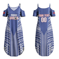 Custom Manu Samoa Rugby 2026 Couples Matching Summer Maxi Dress and Long Sleeve Button Shirt Samoan Pattern