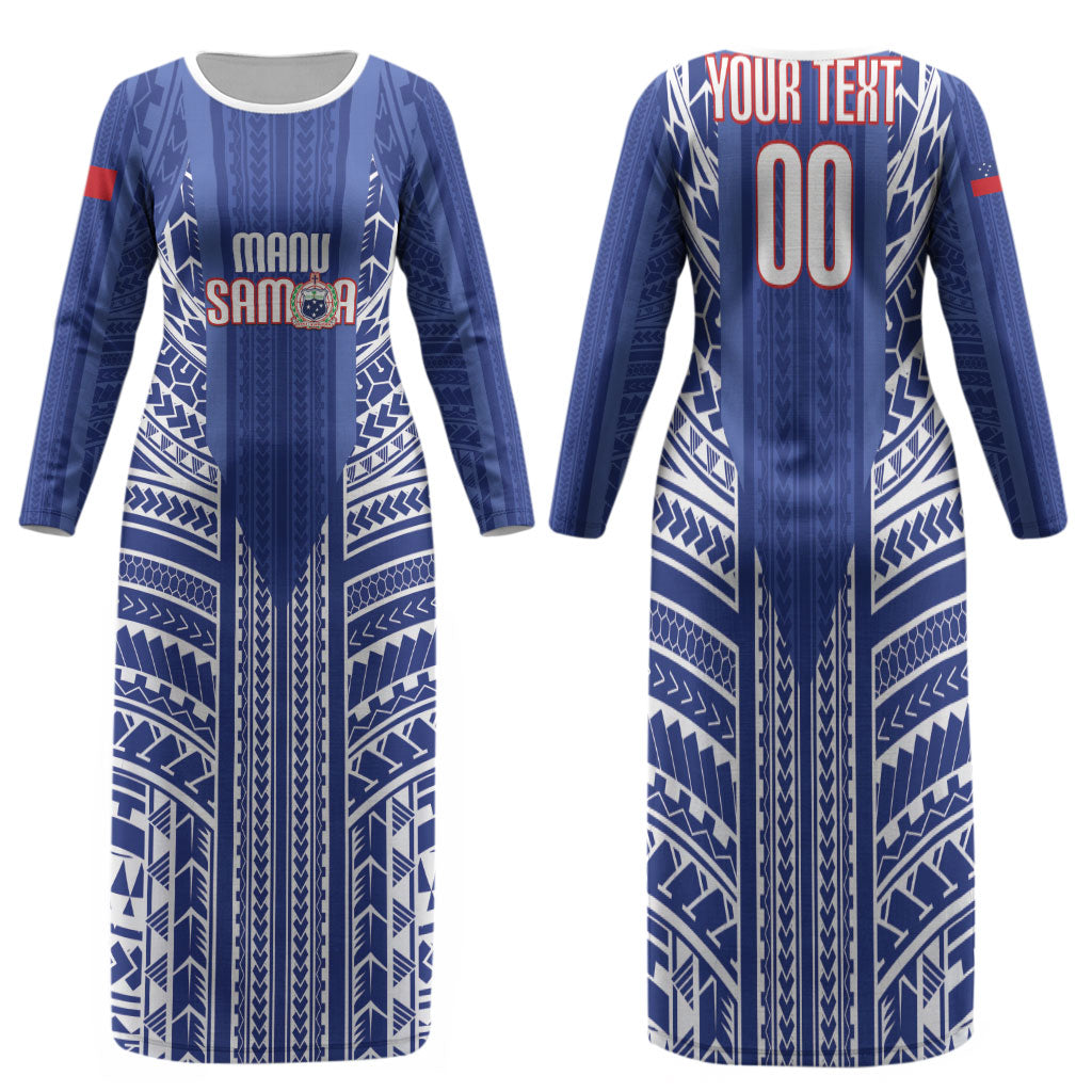 Custom Manu Samoa Rugby 2026 Family Matching Long Sleeve Bodycon Dress and Hawaiian Shirt Samoan Pattern