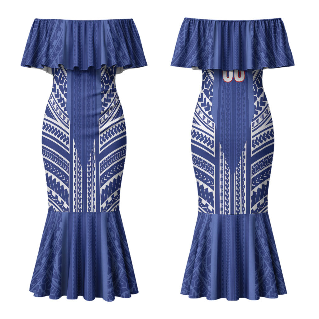 Custom Manu Samoa Rugby 2026 Family Matching Mermaid Dress and Hawaiian Shirt Samoan Pattern