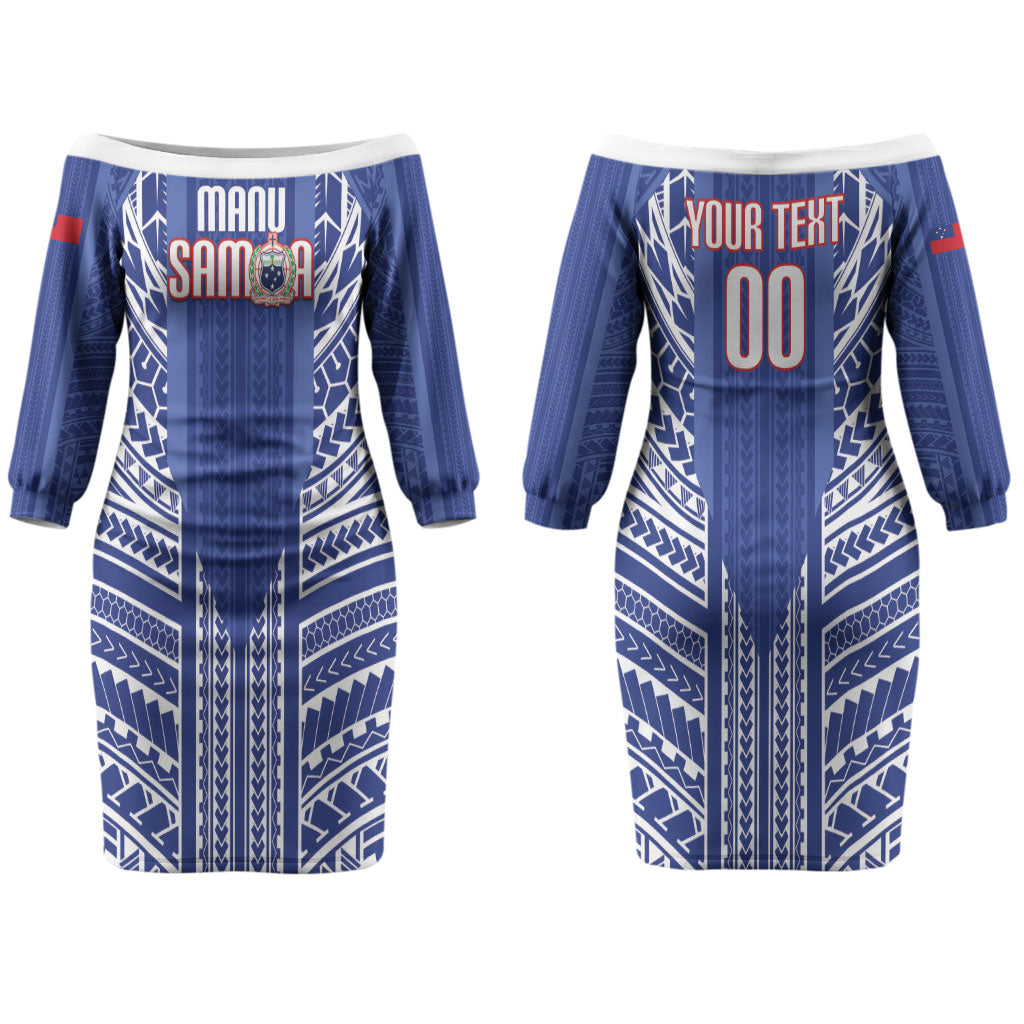 Custom Manu Samoa Rugby 2026 Family Matching Off The Shoulder Long Sleeve Dress and Hawaiian Shirt Samoan Pattern