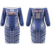 Custom Manu Samoa Rugby 2026 Family Matching Off The Shoulder Long Sleeve Dress and Hawaiian Shirt Samoan Pattern