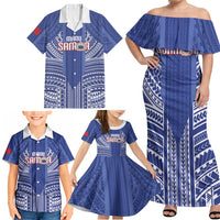 Custom Manu Samoa Rugby 2026 Family Matching Off Shoulder Maxi Dress and Hawaiian Shirt Samoan Pattern