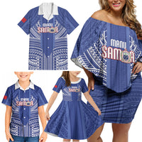 Custom Manu Samoa Rugby 2026 Family Matching Off Shoulder Short Dress and Hawaiian Shirt Samoan Pattern