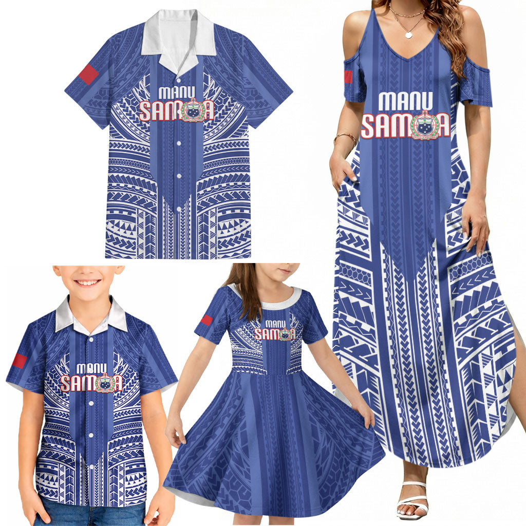 Custom Manu Samoa Rugby 2026 Family Matching Summer Maxi Dress and Hawaiian Shirt Samoan Pattern