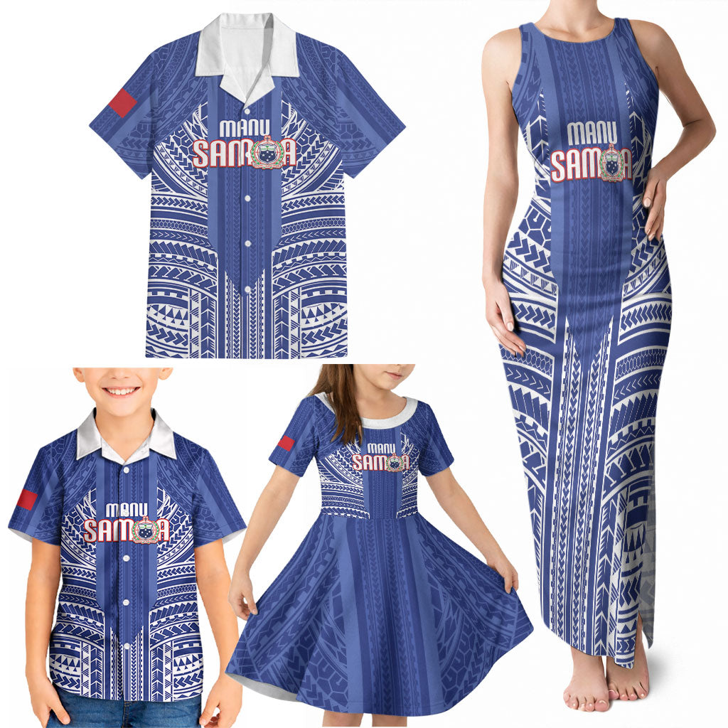 Custom Manu Samoa Rugby 2026 Family Matching Tank Maxi Dress and Hawaiian Shirt Samoan Pattern