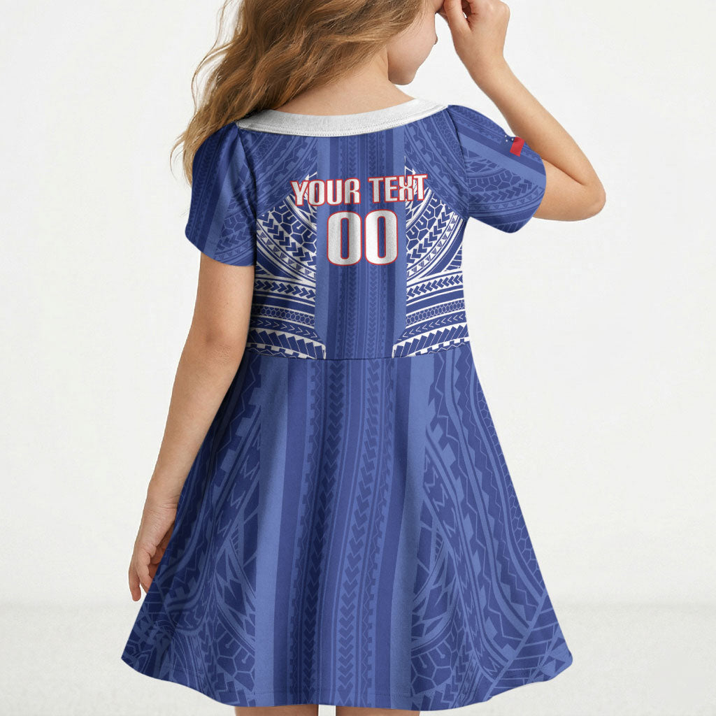 Custom Manu Samoa Rugby 2026 Kid Short Sleeve Dress Samoan Pattern