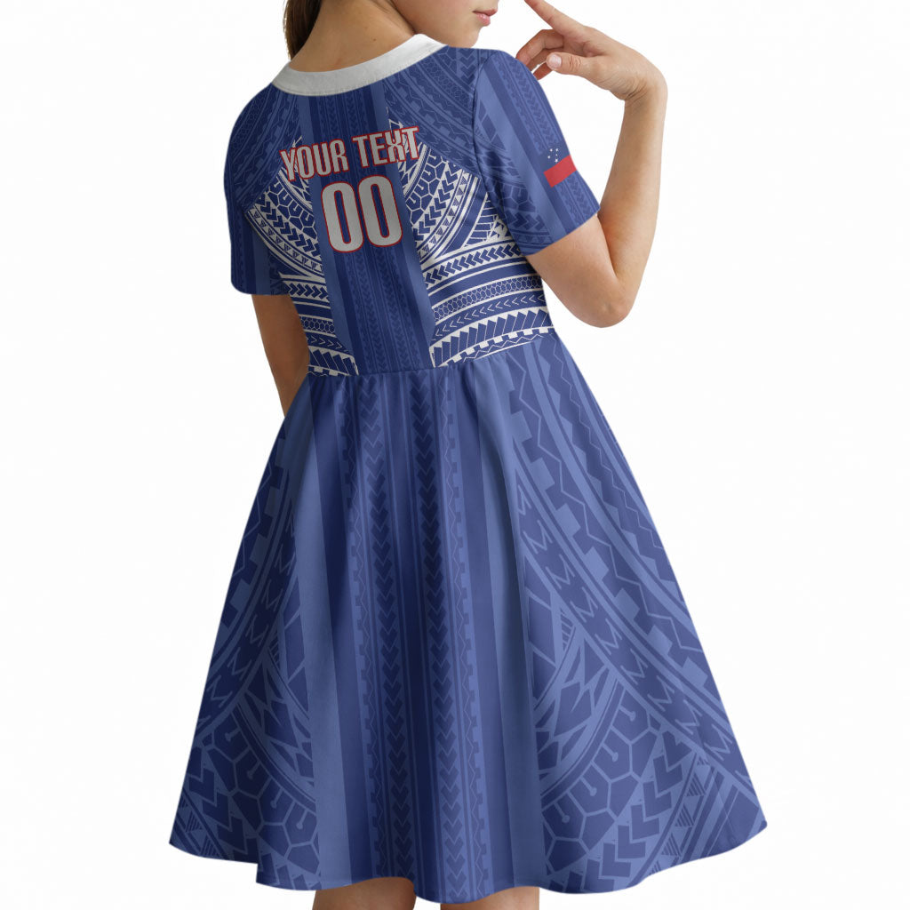 Custom Manu Samoa Rugby 2026 Kid Short Sleeve Dress Samoan Pattern