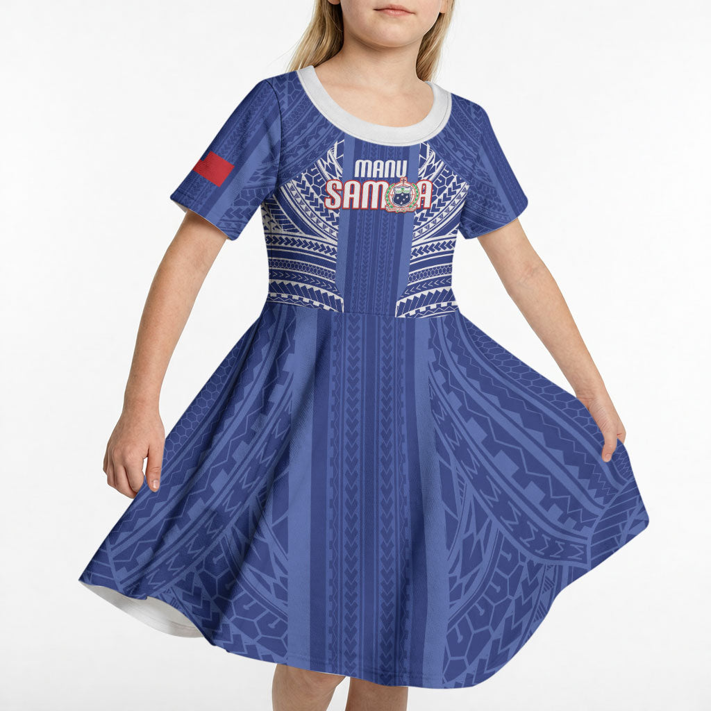 Custom Manu Samoa Rugby 2026 Kid Short Sleeve Dress Samoan Pattern