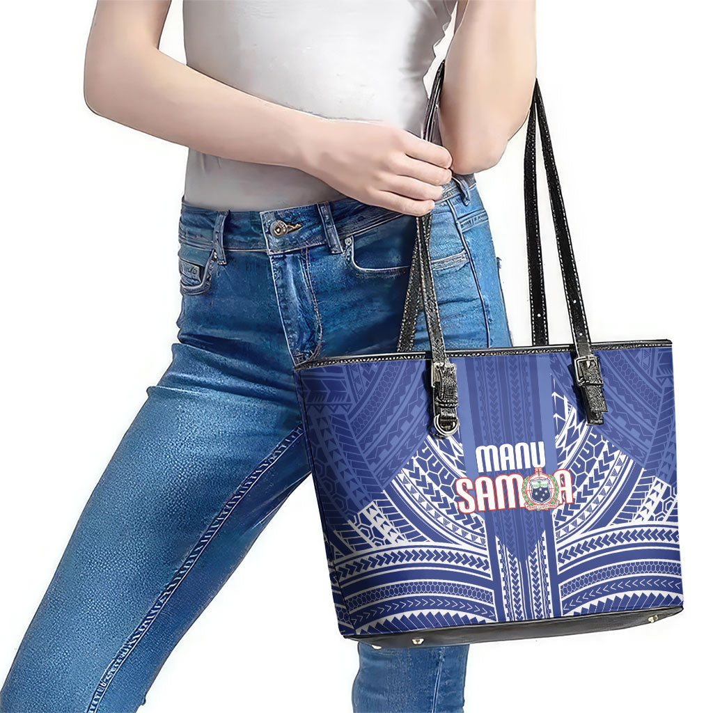 Manu Samoa Rugby 2026 Leather Tote Bag Samoan Pattern
